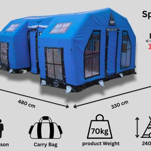 Uzay Kapsülü Şişme Çadır 16 m² | 12/14 Kişilik | 5 Mevsim Mavi Renk