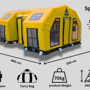 Uzay Kapsülü Şişme Çadır 16 m² | 12/14 Kişilik | 5 Mevsim sarı rengi