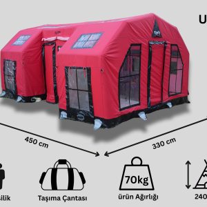Uzay Kapsülü Şişme Çadır 16 m² | 12/14 Kişilik | 5 Mevsim Kırmızı renk