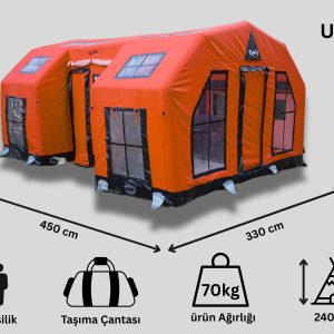 Uzay Kapsülü Şişme Çadır 16 m² | 12/14 Kişilik | 5 Mevsim Turuncu renk