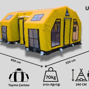 Uzay Kapsülü Şişme Çadır 16 m² | 12/14 Kişilik | 5 Mevsim sarı rengi
