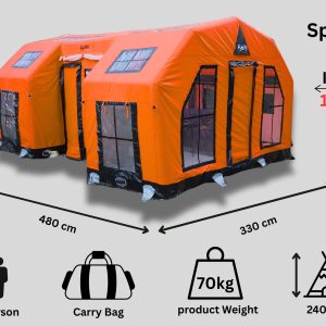 Uzay Kapsülü Şişme Çadır 16 m² | 12/14 Kişilik | 5 Mevsim Turuncu renk