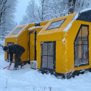 Uzay Kapsülü Şişme Çadır 16 m² | 12/14 Kişilik | 5 Mevsim sarı rengi